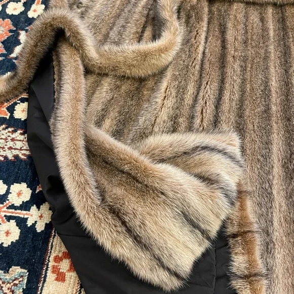 Bergorf Goodman Vintage Blush-Black Cross Mink Full Length Fur Coat - Picture 9 of 16